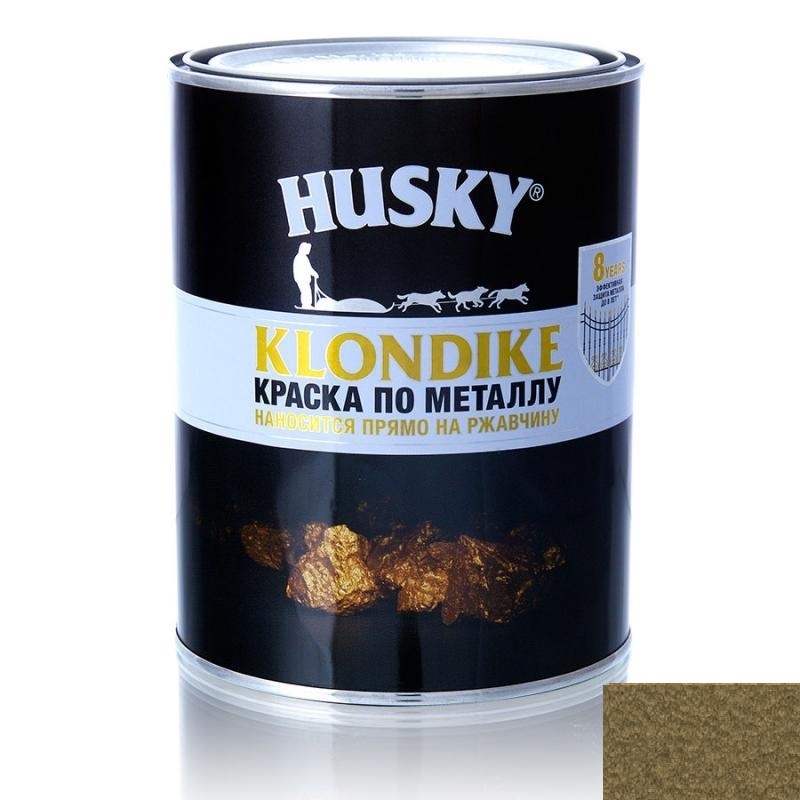 Краска по металлу HUSKY-KLONDIKE с молотковым эффектом темная бронза  (250мл; 6шт)