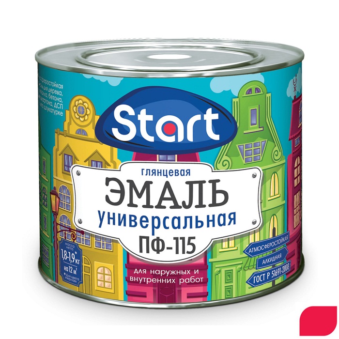 Эмаль ПФ-115 красный  "Старт" (0,8кг)(14)Сайвер   