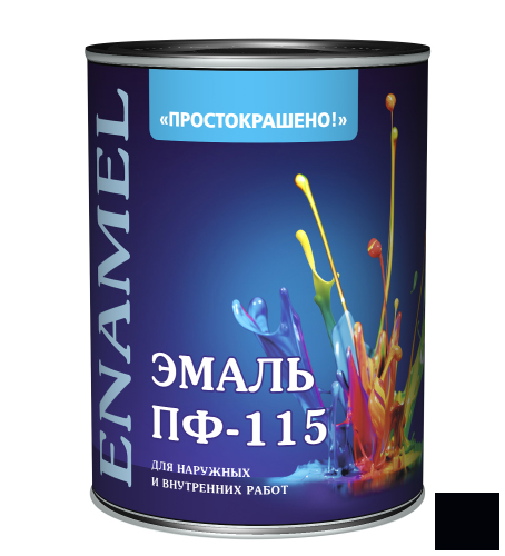 Эмаль ПФ-115 "ПРОСТОКРАШЕНО" черная 0,9кг /14/ 