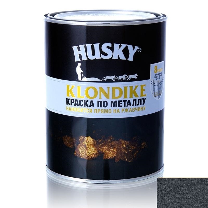 Краска по металлу HUSKY-KLONDIKE с молотковым эффектом черная (0,9л; 6шт)