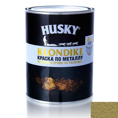 Краска по металлу HUSKY-KLONDIKE с молотковым эффектом золото  (250мл; 6шт)