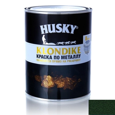 Краска по металлу HUSKY-KLONDIKE с молотковым эффектом темно-зеленая /250мл./ /6/