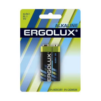 Элемент питания Ergolux 6LR61 Alkaline BL-1 (6LR61 BL-1, батарейка,9В) (12/60)