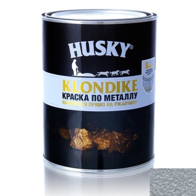 Краска по металлу HUSKY-KLONDIKE с молотковым эффектом алюминий (2,5л; 3шт)
